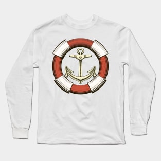 Anchor and Lifebuoy in retro style. Long Sleeve T-Shirt